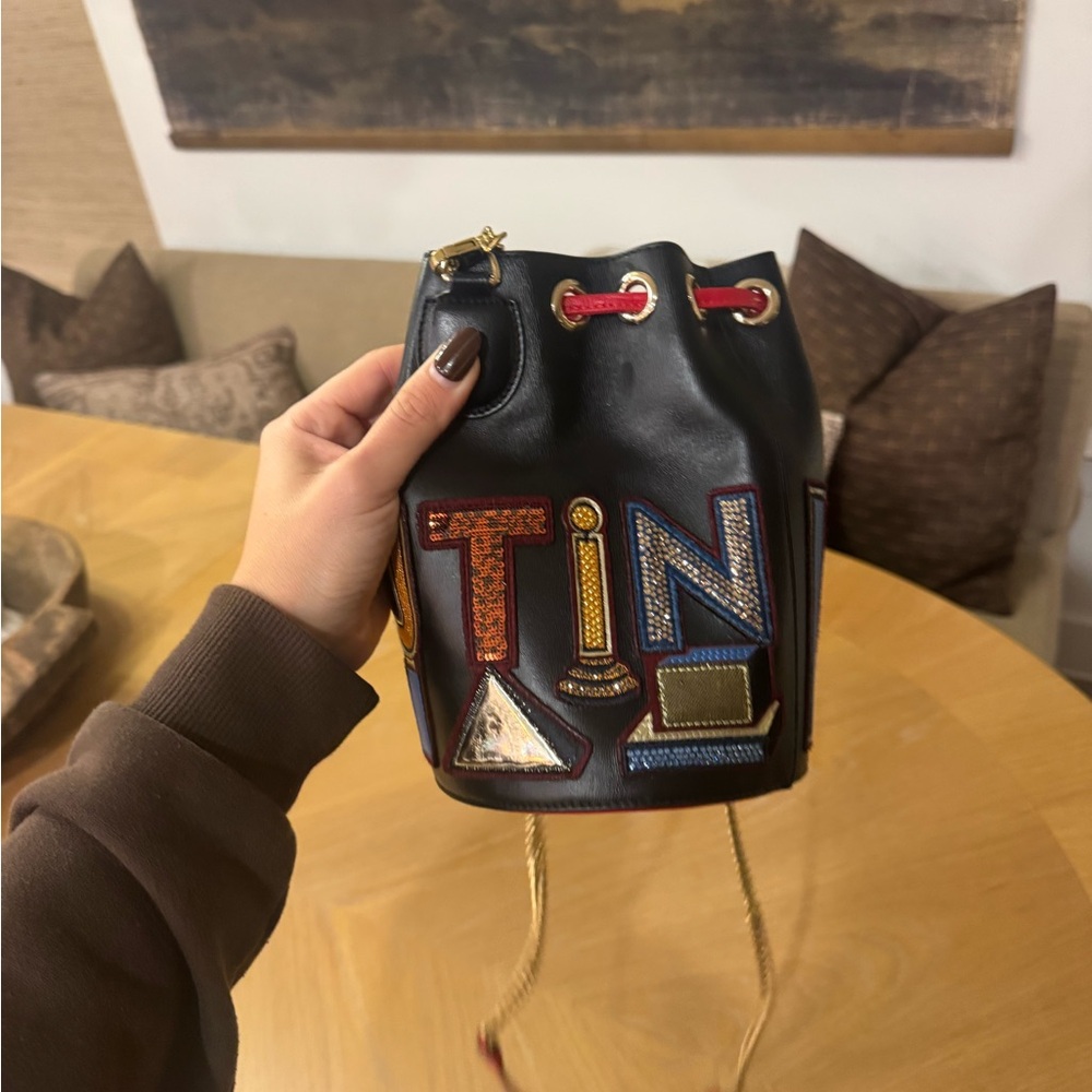 Christian Louboutin Black and Red Embroidered Mini Bag - Picture 6 of 8